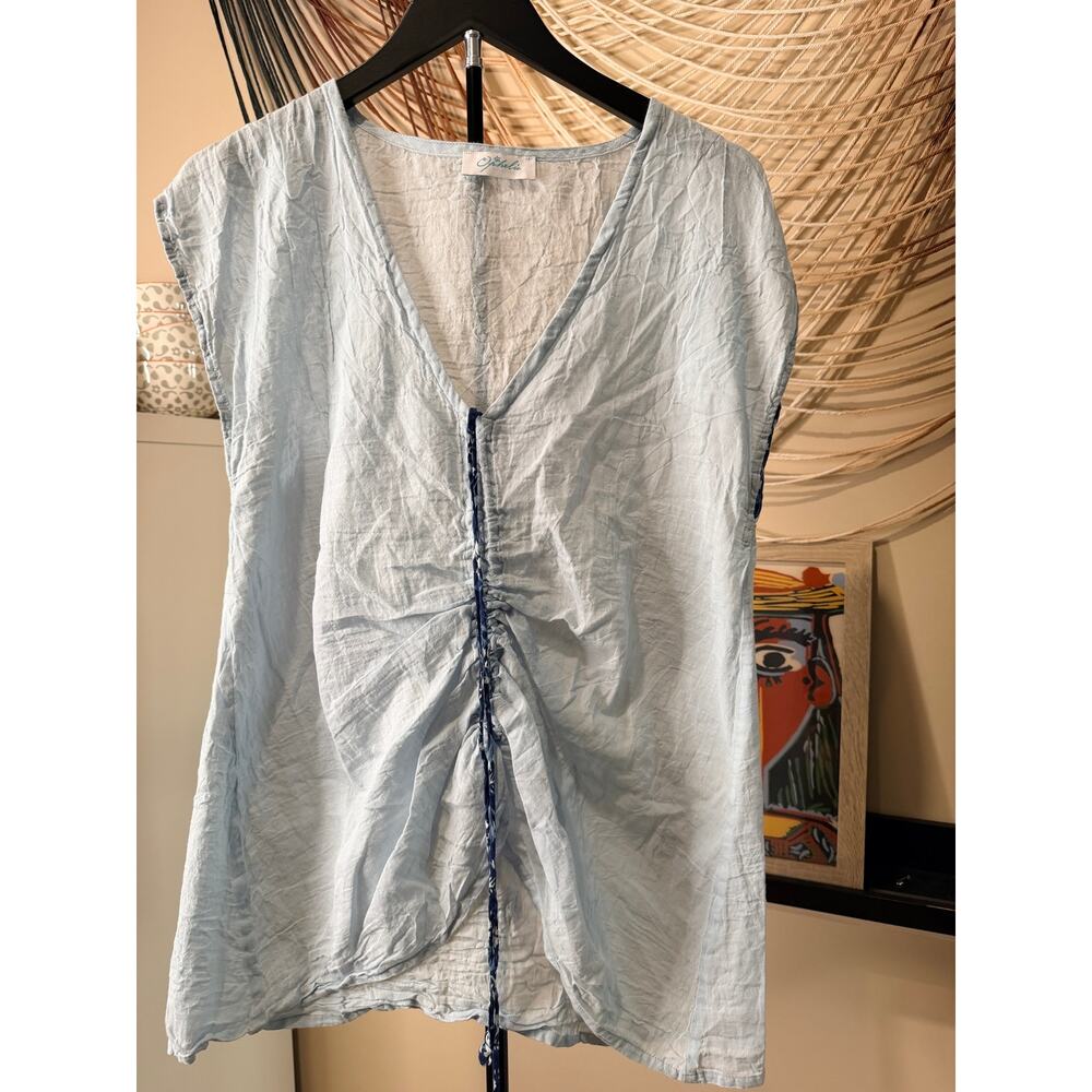 $3 for 9 Crown and Ivy striped tie back blouse cotton m 3656
